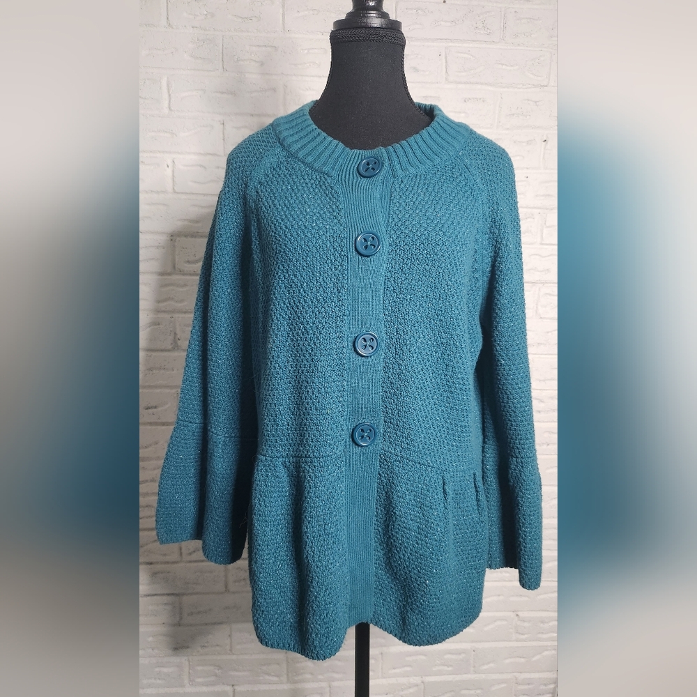 Button-up Cardigan with Bell Sleeves, Sparkly